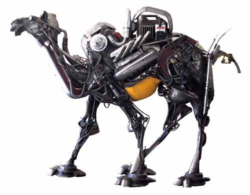 Chameau monumental – Serge Roca Du métal, des pièces automobiles… et une nouvelle vie. Serge Roca transforme la mécanique en sculpture avec ce chameau monumental, puissant et surprenant. Entre matière brute et forme animale, l’œuvre fascine par son énergie et son caractère.
