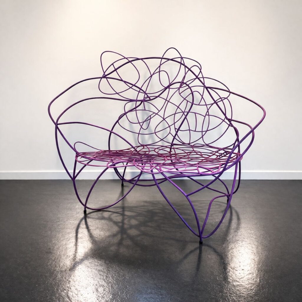 Canapé en métal peint de l'artiste français Gérard Coquelin