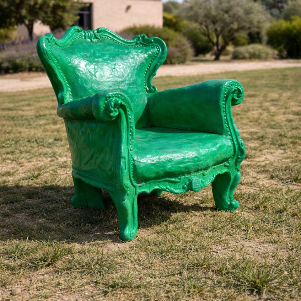 Fauteuil cabriolet en béton vert