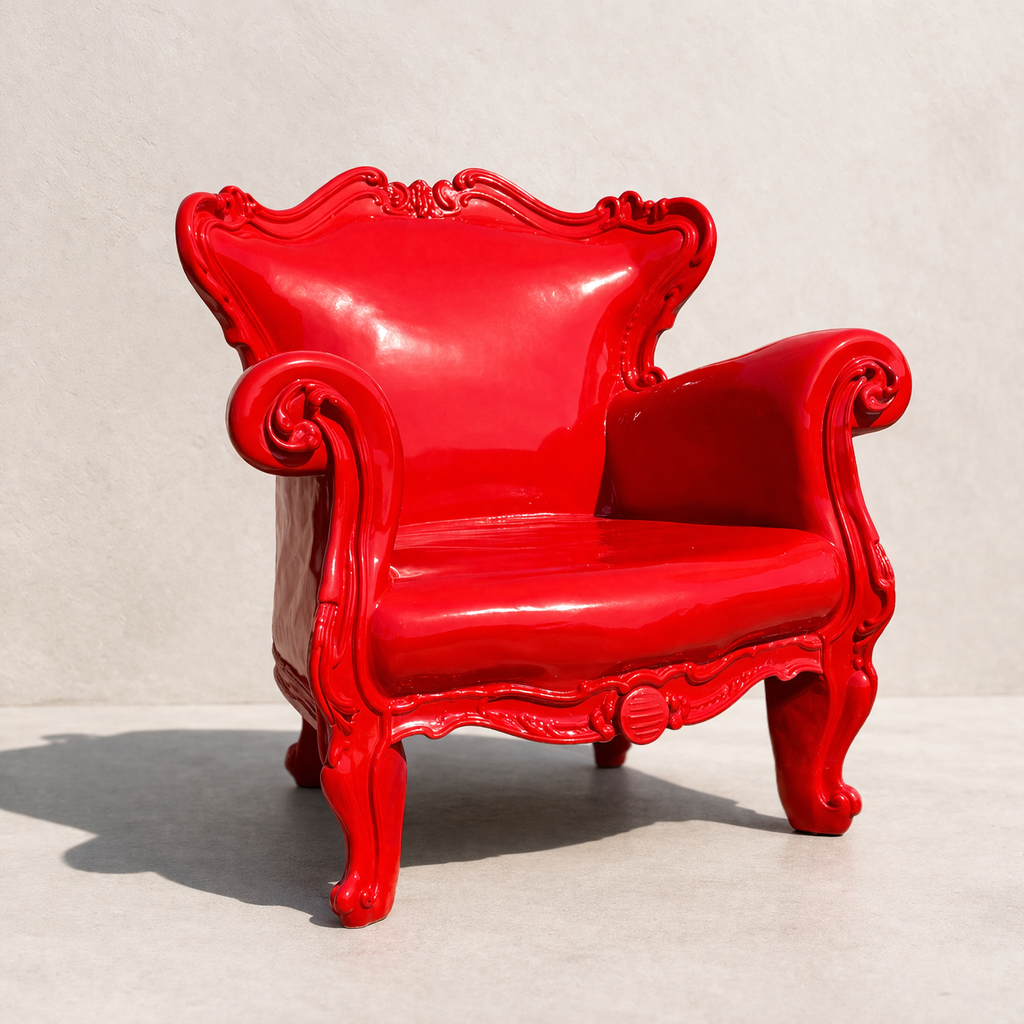Fauteuil cabriolet en résine rouge pour l'extérieur